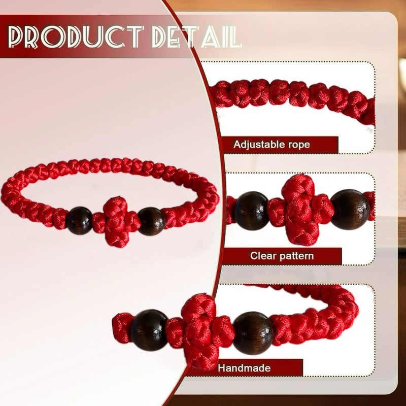 Bovemee Orthodox Prayer Rope Bracelet, 2-Pack Black Chotki Komboskini, Christian Prayer Beads with Cross - Image 2